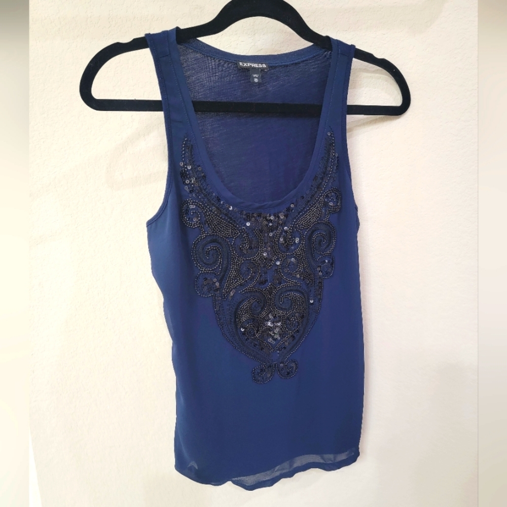 Express Navy and Black sequins tank